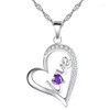 Chaines Purple Zircon Love Gravure Pendant Collier Bijoux Femme Femme Mère petite amie Femme Sœur Clicule Chaîne Sending Send