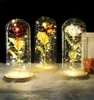Galaxy Rose Flower Valentine039s Day Gift Romantic Crystal Rose High Boron Glass Wood Base For Girlfriend Wife Party décor6278944
