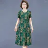 Robes de fête robe d'été femmes vêtements vintage imprimer mince manches courtes élégantes moyennes chutes de soleil décontractées pour femmes