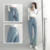 Jeans femminile gamba dritta invisibile sesso all'aperto a valle da esterno ms high waleted waist head mopping pantaloni sciolti bianchi