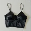 Frauen Tanks Sexy Satin Crop Tops Frauen Wireless Bralette Häkeltop weibliche Spaghetti-Gurt-T-Shirt mit Brust-gepolstert Camisole