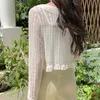 Women's Polos Womens summer sun protection jacket lace bow pleated cardigan womens shirt womens shirt Blusa white Y2K Korean shirtL2405