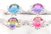 Luckyshine New Sweet Lovely Decorative Border Bi Bi Colored Watermelon Tourmaline Gems 925 Silver Silver Womens Rings Fashion Party8254048