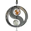 Decoratieve beeldjes metalen auto hanger indoor spiraalvormige windtuig met kristallen bol yinyang outdoor tuin spinner hangende home decor ambacht