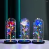 Dekorative Blumen LED Galaxy Rose Eternal 24k Gold Folie Blume mit Schnur Lichter Box Künstliches Geschenk Valentinstag für Frauen Mädchen