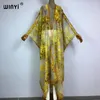 Kimono boho impressão Sexy Perspectiva Casaco Caso Longo Vestido Longo Praia Desgaste de Praia de Roupas de férias elegantes para mulheres