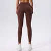 Al Yoga Leggings Ny nakenkänsla Slimming Training Sports Pants Women's Drop Feel Wide Leg Tights Casual High-Rise Fitness Byxor utanför svettbyxor med fickor