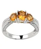 Citrine jaune naturel 925 Anneau en argent sterling Femmes Round Shape 3 Crystal Crystal novembre Gift Stone R158GCN6419195