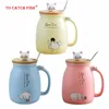 Creative color cat heatresistant Mug cartoon with lid 450ml cup kitten coffee ceramic mugs children office Drinkware gift 240426