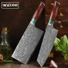 Messen damascus stalen chef mes hak slager vlees hekel bot knippen scherpe messen groente snijden scherp keuken mes bbq tool