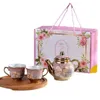 Tee-Sets Europäischer Stil 2 Tassen 1 Topf Goldverpackter Keramik-Tee-Set Elektroplattiert Kaffeetasse Pot Praxis Auftragsgeschenk