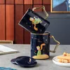 Tasses dessin animé tasse de tasse en céramique pour enfants avec couverture de la maison de ménage des garçons avancés