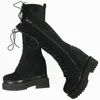 Stiefel Winterplattform Pumps Schuhe Frauen Schnürung Faux Wildleder Super High Heels Schnee weibliche runde Zehen Mode -Sneaker lässig