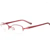 Sunglasses Frames Metal Acetate Mix Glasses Frame For Women Half Eyeglasses Prescription Lady Oval Optical Pink Red Black Eyewear