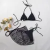 Frauen Badebekleidung schwarzer Glitzer Rock Frauen Badeanzüge Push Up Bikini Set 2024 Sexy Micro Bikinis Mädchen Halfter Badeanzug Strandkleidung