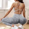 Cross Back Back Seamless High Waist Hip Yoga Capris Sports Sexy Fiess Bra Yoga Set