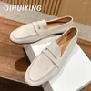 Lässige Schuhe Qihuiying weicher Kinder Wildleder flaches Doudou handgefertigtes Slip-Ons-Rundbezüge Clogs Maultiere Flat Massive Sapato Feminino