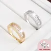 Ringos de cluster Ring de moda Ring to Ring With Zircon Gemstone For Women 925 Acessórios de jóias de prata Promessa de noivado de casamento Presentes de festa