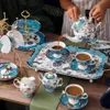 TEAWARE SETS Blue and Gold Tea Set för vuxna 21 Pieces Porslin Tea Cup Set Ceramic Teaware Ceramics Pottery Tools Ceremony Komplett potten