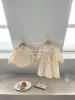 T-shirts Spring Autumn Shirt Cute Cotton Embroidery Dress Baby Girl Floral Romper Mother Daughter Matching Sisters Look Clothes