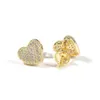 Uwin Heart Earrings Minimalist Bolt Full Iced Out Bling Micro Paved Cubic Zirconファッションジュエリーギフト240428