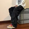 Lastbyxor Multi-Pockets Tooling Pant Harajuku Mens Vintage Loose Wide Leg Streetwear Casual Hip-Hop Mopping Trousers 240429