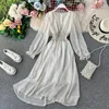 Sukienki swobodne Summer retro długie sukienka w stylu w szyku w szyfrze Temperament Moda Moda Kobieta dla kobiet 2024