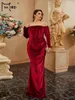 Платья плюс размеры Missord Женская одежда 4xl Burgundy Off Ploudge Velvet Mermaid Evening Promp