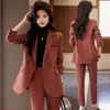 Frauen zwei Stück Hosen hochwertiger Stoff formelle Business -Anzüge weibliche Hosenanzüge Blazer Femininos für Frauen -Profi -Büro Damen Damen