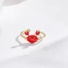 Cluster anneaux 925 Silver Sterling For Women Geométrie Golden Crab Open Ring Halloween Bijoux Cadeaux Girls