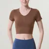 Camicie attive donne yoga top a manica corta a v collo sporco cuscinetto sexy svuoto sport sport pupover gy gy