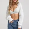 Damesbreien Vrouwen openen voorkant lange mouw bolero herfst gebreide schouderophalde kleur losse fit haak crop tops streetwear