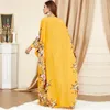 Etnische kleding Dubai Abaya Moslim Vrouwen Femme Batwing Sleeve Maxi -jurken Turkije Arabische losse print Marokko Kaftan Caftan Jalabiya -jurk