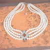 Howaway Luksusowy moda krystaliczna mikro -precyzyjna ustawienie 4 -warstwowe łańcuchy pereł naszyjniki dla kobiet akcesoria na przyjęcie weselne klejnot 240425