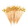 Fourks 100pcs Cocktail Picks Ball Decoratic Demoratic Spureds for Apérisseur Barbaisses en bambou Sticks Fruit