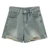 Women's Jeans Denim Light Blue Vintage Female Shorts Cowboy Short Pants Summer Ladies High Waist Design Loose Q389