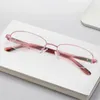 Sunglasses Frames Metal Acetate Mix Glasses Frame For Women Half Eyeglasses Prescription Lady Oval Optical Pink Red Black Eyewear