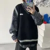 Mäns väster koreanska streetwear väst par kläder trendiga pojkar Hong Kong-stil V-ringad ärmlös västens pullover Löst tröja urban