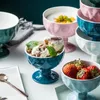 Ciotole gelato in ceramica nordica ciotola alta ciotola shop tè da tè creativo da frutto di frutta per la casa frappè ecologico