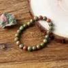 STRAND NATUURLIJKE STEEN Echte kralen Bracelet Man Flower Green Gemstones Sieraden voor vrouwen Bohemia -stijl Elastische Bangle Groothandel