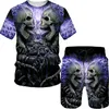 Men's Tracksuits Men Gothic Punk Style Horror Scary Skeleton Skull 3d Print Cosplay Costume Halloween Shorts T Shirt Suit Sets Swim Male