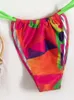 Halter da bagno da bagno femminile stampato con costumi da bagno femmina in bikini a banda per capelli da donna a tre pezzi set micro costume da bagno a bagno