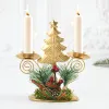 Candles Navidad Noel Dekoracja świąteczna Nowy Rok Świec Holder Metal Choink Tree Candlestick Santa Berry Ornament Xmas Table Decor