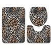 Motif de léopard de mode 3pcs de bain de bain tapis de toilette de salle de bain tapis flanelle non glissade décor de salle de bain faux animal de fourrure de fourrure en fourrure 213269850