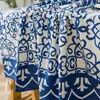 Table Cloth Blue And White Porcelain Patterned Rectangular Tablecloth Chinese Style Floral Cover Cotton Dustproof Tabletop