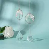 Estatuetas decorativas Árvore rosa de vida miçangas arco -íris pingente de cristal cistão carrilhão de decoração de decoração de casa pendurado decoração de personalidade para pendurar para