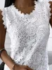 Summer Fashion Ladies Lace Jacquard Sleeseless Casual Women Vintage T-Shirt S-5xl Vesto Floral Camisole Halter Top 240423