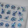 Autocollant à ongles gravés en acrylique Holographi Blue Flowers Gold Line Selfadhesive Transfert Sliders Wrapures Manucures Foils Z0661 240430