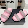 Slippers 2024 Zomer Crystal One Riem Dik Sole Dames Designer Brand Platform Slides Holiday Peep Toe Beach Shoes Woman