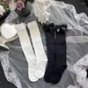 Donne calzini lolita ragazze dolci calze lunghe jk in stile giapponese ginocchiera in filo nero solido bianco bianco